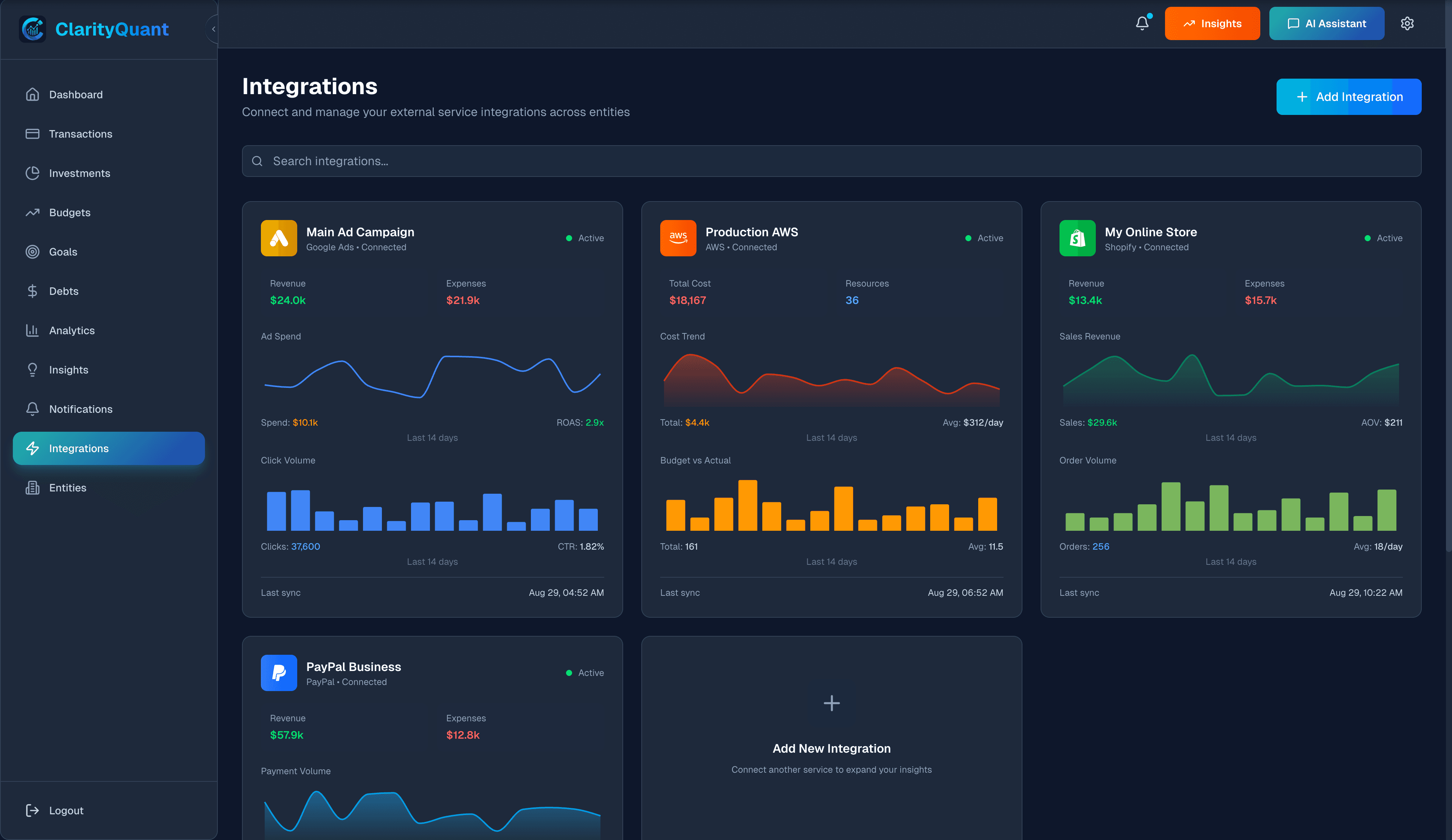 Platform Integrations Screenshot